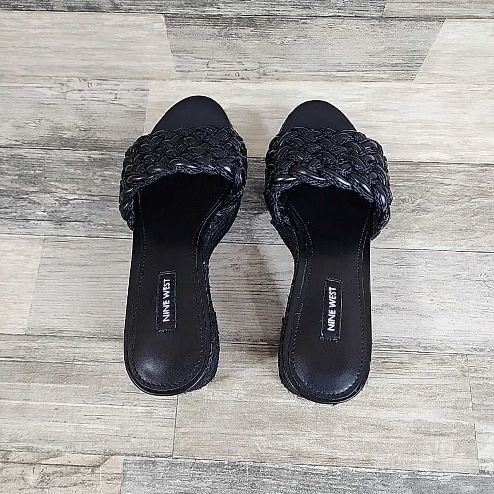Nine West Roxana 2 Womens Heel Sz 7.5 Black Chunky‎